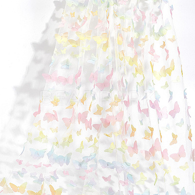 Gradient 3D Butterfly Polyester Gauze Fabric AJEW-WH20006-148D-1