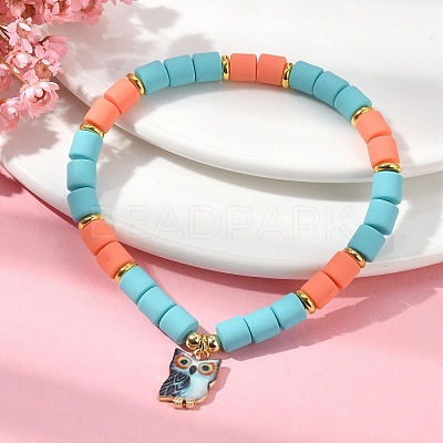 Polymer Clay Column Beaded Stretch Bracelets BJEW-JB09782-1