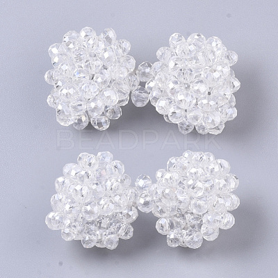 Plating Acrylic Woven Beads PACR-R247-04C-1