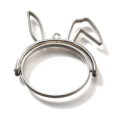Rabbit Rotatable Alloy Swivel Open Back Bezel Pendants PALLOY-I223-19P-1