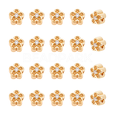 20Pcs Brass Micro Pave Cubic Zirconia Beads KK-UN0005-82-1