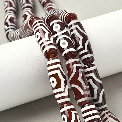 Rice Shape Tibetan Style dZi Beads Strands G-A269-A23-01-1