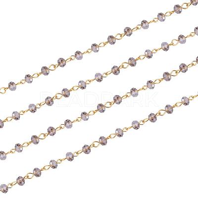 Handmade Rondelle Glass Beads Chains for Necklaces Bracelets Making AJEW-JB00037-05-1