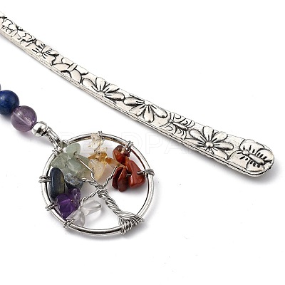 Tibetan Style Carved Alloy Bookmark AJEW-JK00161-01-1