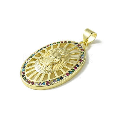 Real 18K Gold Plated Brass Micro Pave Clear Cubic Zirconia Pendants KK-H472-34G-01-1
