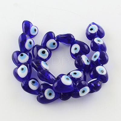 Heart Evil Eye Lampwork Bead Strands LS-LAMP-R119-01-1