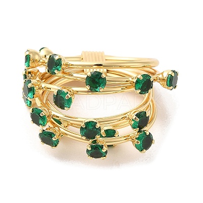 Brass Micro Pave Cubic Zirconia Finger Rings RJEW-P098-14G-1