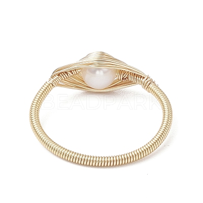 Horse Eye Natural Pearl Finger Rings RJEW-JR00844-01-1