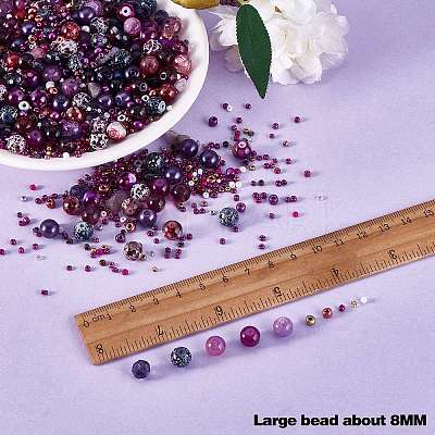 2 Bag Glass Round Beads Set JX547O-1