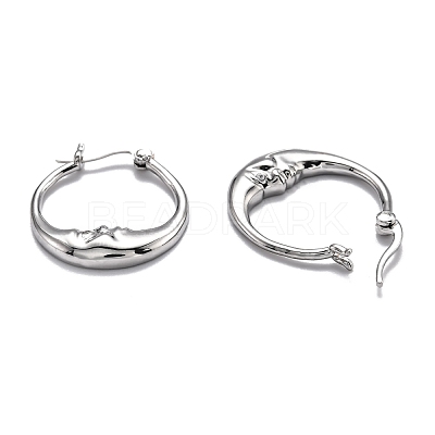 Brass Micro Pave Clear Cubic Zirconia Hoop Earrings EJEW-B006-01P-1