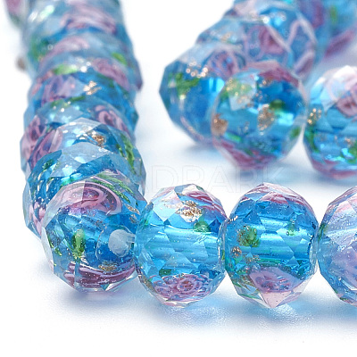 Handmade Gold Sand Lampwork Beads Strands LAMP-R141-8mm-04-1