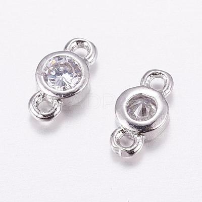 Brass Micro Pave Cubic Zirconia Links KK-F714-09P-1