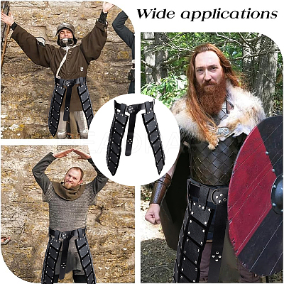 PU Leather Medieval Thigh Armor AJEW-WH20009-33-1