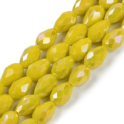 Opaque Solid Color Electroplate Glass Beads Strands EGLA-N013-P8mm-B06-1