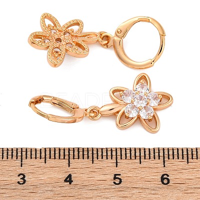 Brass Micro Pave Clear Cubic Zirconia Leverback Earrings EJEW-K300-53G-1