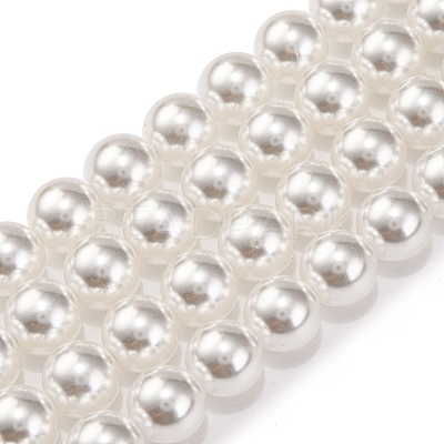 Baking Paint Pearlized Glass Pearl Round Bead Strands PEAR-H019-02D-04-1