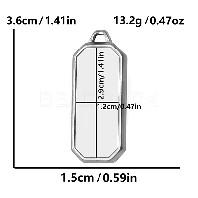 304 Stainless Steel Rectangle Pendant Cabochon Settings PW-WGC3B04-01-1