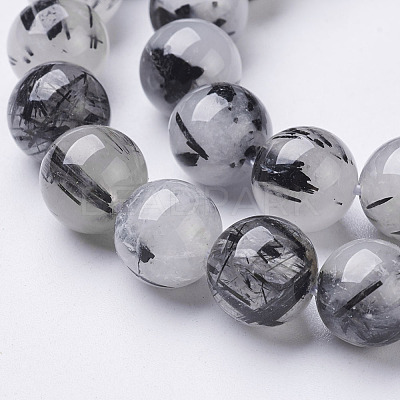 Natural Black Rutilated Quartz Beads Strands X-G-D295-10mm-1