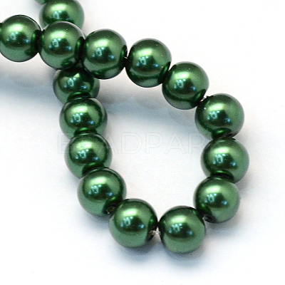 Baking Paint Pearlized Glass Pearl Round Bead Strands X-HY-Q003-12mm-75-1