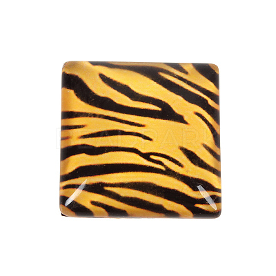 Mosaic Printed Glass Square Cabochons GGLA-N001-20mm-G-1