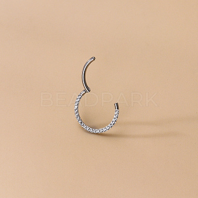 F136 Titanium Alloy Micro Pave Clear Cubic Zirconia Cartilage Earrings WG72C09-04-1-1
