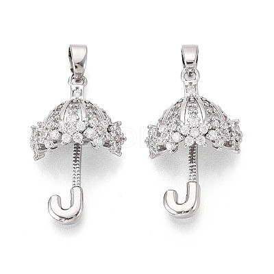 Brass Micro Pave Cubic Zirconia Pendants KK-T073-53P-1