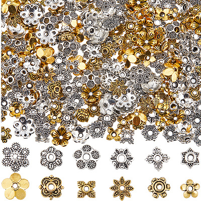 360Pcs 12 Styles Tibetan Style Alloy Bead Cap FIND-SC0008-81-1