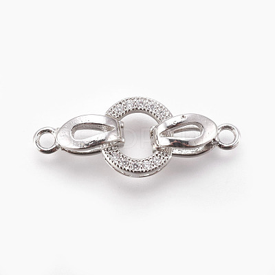 Brass Micro Pave Cubic Zirconia Fold Over Clasps KK-P164-12-1