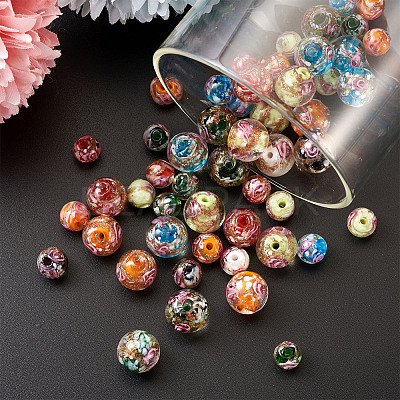 Handmade Gold Sand Lampwork Beads LAMP-CD0001-06-1