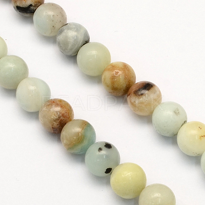 Natural Flower Amazonite Round Beads Strands G-S161-8mm-1