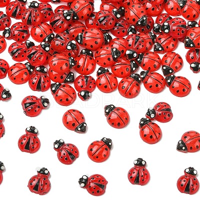 100Pcs 2 Styles Ladybug Resin Cabochons MRMJ-YW0001-079-1
