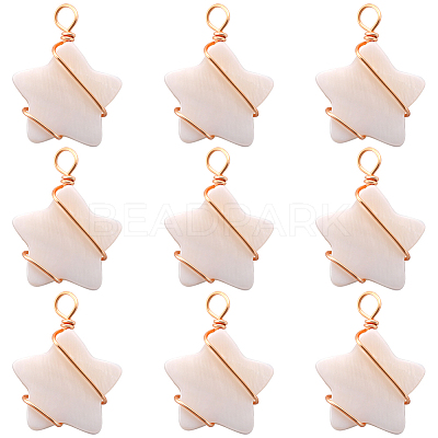 30Pcs Natural Freshwater Shell Pendants FIND-BBC0002-65-1