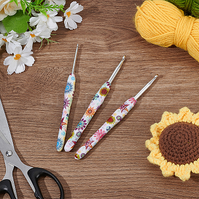 3Pcs 3 Styles Aluminum Crochet Hooks AJEW-WR0003-10-1