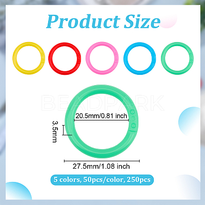 250Pcs 5 Colors Plastic Loose Leaf Book Binder Rings KY-OC0001-49-1
