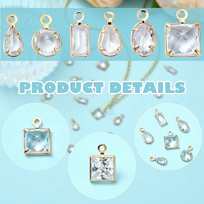 20Pcs Brass Cubic Zirconia Charms ZIRC-YW0001-12-1