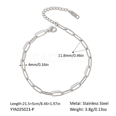 Stainless Steel Paperclip Chain Anklets for Women RC7238-2-1