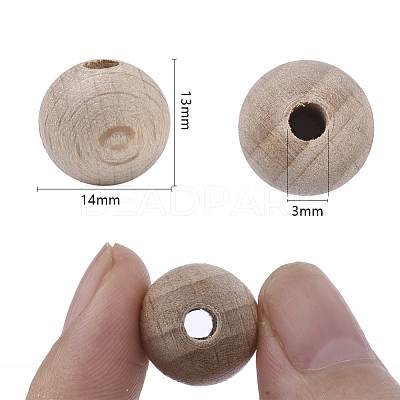 Natural Beech Wood Beads WOOD-T020-01B-1