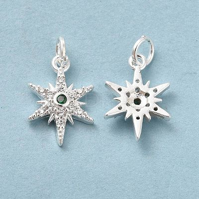 Rack Plating Brass Micro Pave Cubic Zirconia Pendants KK-E081-10S-1