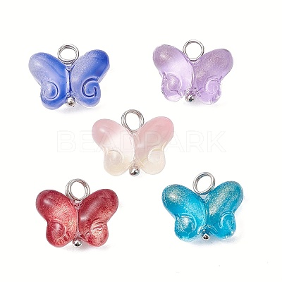 Transparent Baking Paint Glass Pendant PALLOY-JF02340-01-3S-1
