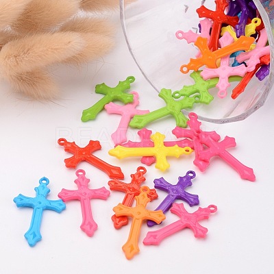 Mixed Color Cross Acrylic Pendants For Jewelry Making Embellishments DIY Craft X-SACR-515-M-1