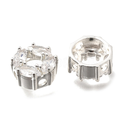 Brass Micro Pave Cubic Zirconia Beads KK-F913-02P-01-1