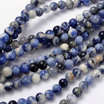 Natural Sodalite Beads Strands G-S279-10-6mm-1