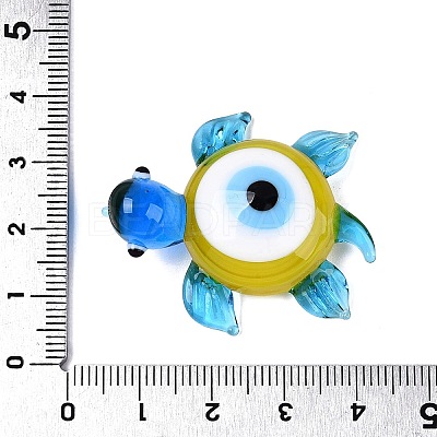 Handmade Lampwork Turtle with Evil Eye Figurine Display Decorations LAMP-N034-25-1