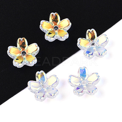 Transparent Electroplate Glass Bead Caps EGLA-N015-01B-1
