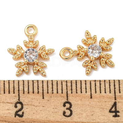 Flower Brass Micro Pave Cubic Zirconia Pendants KK-N254-102G-01-1