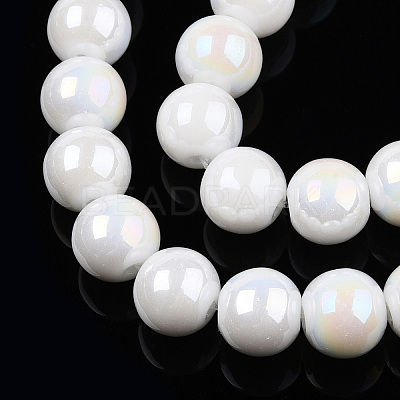 Electroplate Opaque Glass Beads Strands GLAA-T032-P8mm-AB02-1