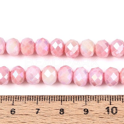 Anti-Tarnish Electroplate Rondelle Glass Beads Strands EGLA-T021-8mm-17-09-1