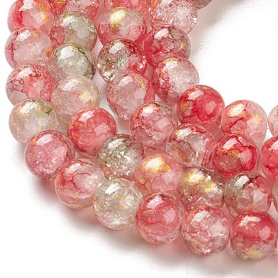 Baking Paint Crackle Glass Bead Strands X1-DGLA-R053-03D-1