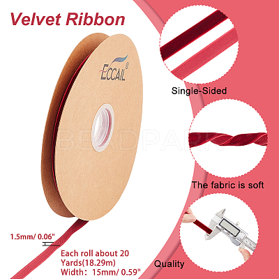Single Face Velvet Ribbons OCOR-WH0080-14B-02-1