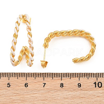 Twist 304 Stainless Steel Enamel Stud Earrings SA-CBA065A-01G-02-1